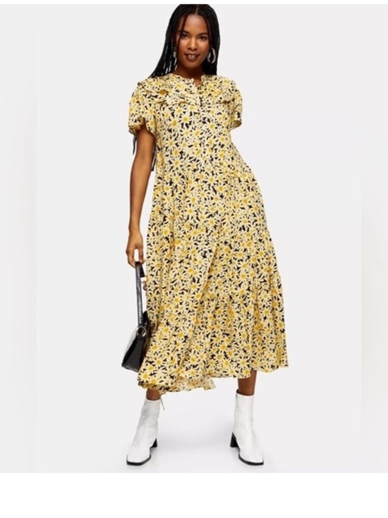 Topshop Dresses & Skirts - Yellow Daisy Floral Mini Shirt Dress Topshop Size 10, NWT